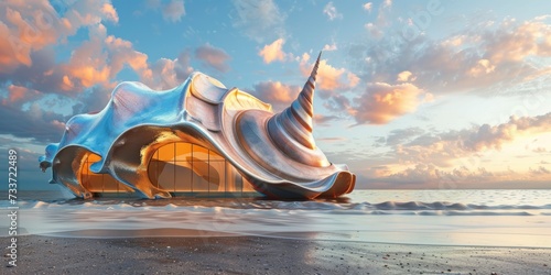 Seashell Splendor, A Modern House by the Sea, Adorned in Multicolored Vivid Tones