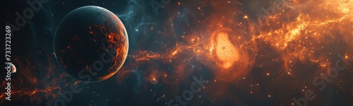 Abstract galaxy space nebula background . Banner