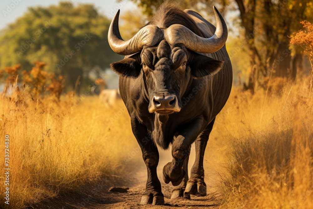 Captivating African Buffalo sighting on a thrilling safari adventure in its natural habitat Captivating African Buffalo sighting on a thrilling safari adventure in its natural habitat