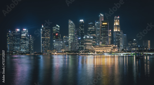 Skyline of Singapore - Panorama with reflection © Robert