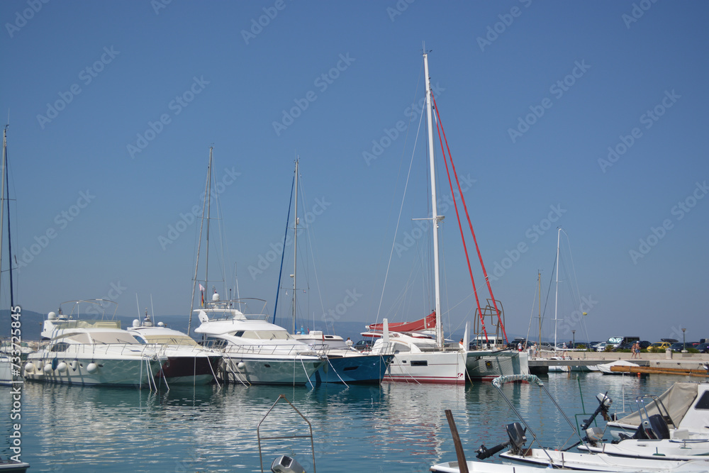 Berth for yachts and small boats on the coast. Croatian Sea Coast
