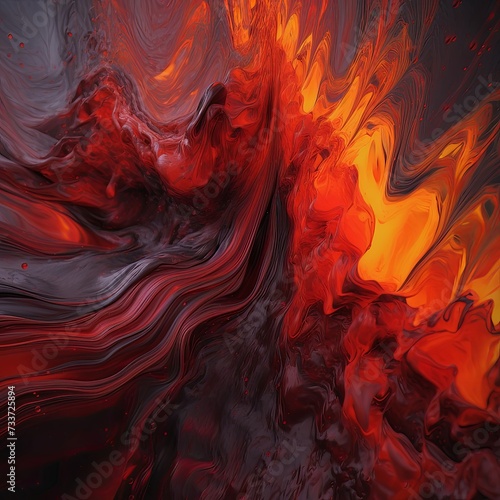 It looks like a painting of a volcano erupting , generated by AI