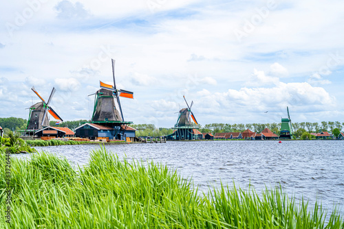 Wallpaper Mural Zaanse Schans village with houses and windmills in summer, Holland Torontodigital.ca