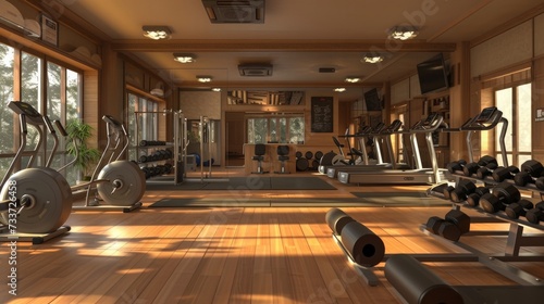 Empty fitness gym with all the necessary equipments