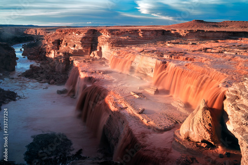 Scenic view of Grand Falls in Painted Desert, Flagstaff, AZ