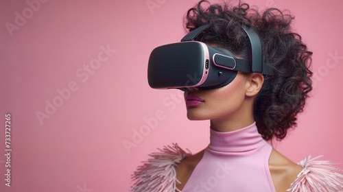 Chic chicken with vision virtual reality sunglass solid background