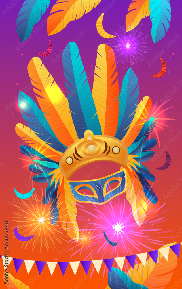 colorful masks brazilian festival holiday celebration greeting invitation postcard culture and tradition carnival party concept colorful masks brazilian festival holiday celebration greeting invitation postcard culture and tradition carnival party concept