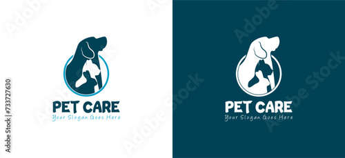 Vector silhouettes of dogs, cats and rabbits for pet logo design