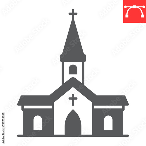 Church glyph icon, Easter and building, chapel vector icon, vector graphics, editable stroke solid sign, eps 10.