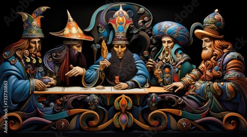 The assembly of medieval European kings convened to discuss matters of state and diplomacy.