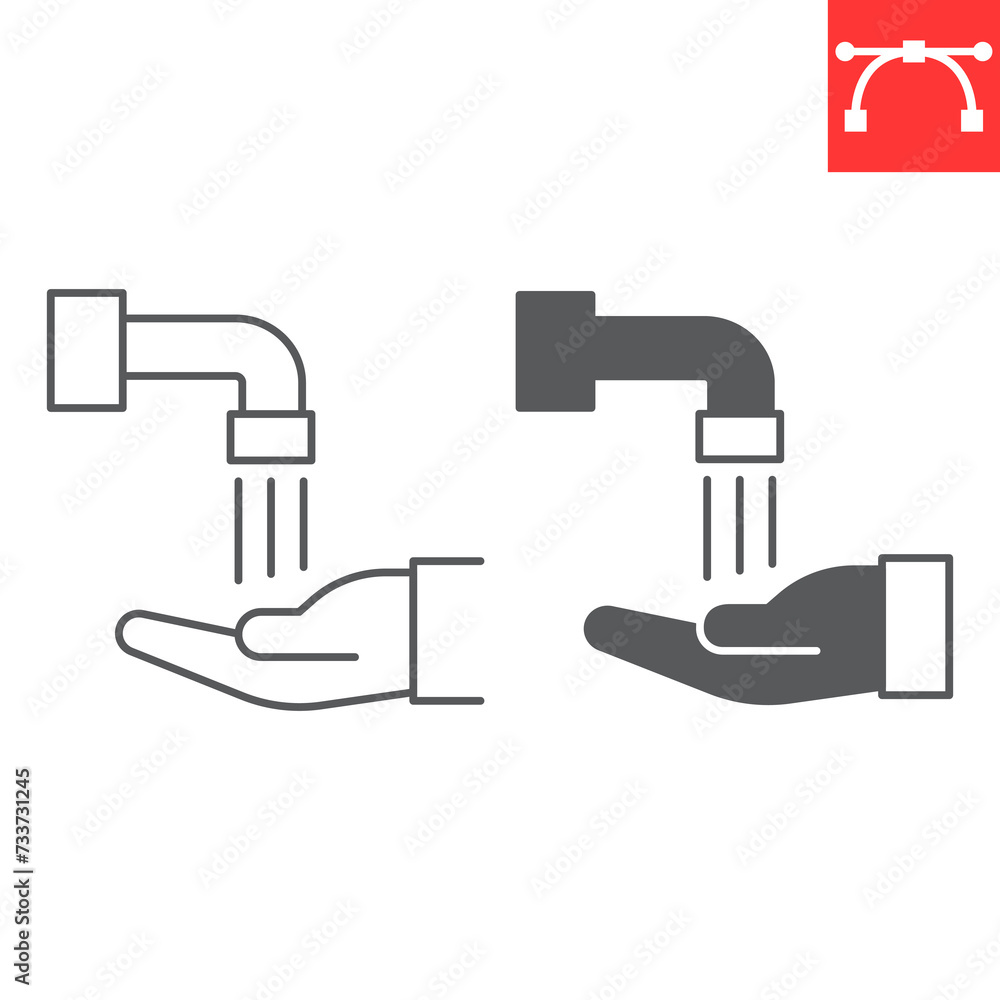 Islamic wudu line and glyph icon, Ramadan and hygiene, ablution vector icon, vector graphics, editable stroke outline sign, eps 10. Islamic wudu line and glyph icon, Ramadan and hygiene, ablution vector icon, vector graphics, editable stroke outline sign, eps 10.
