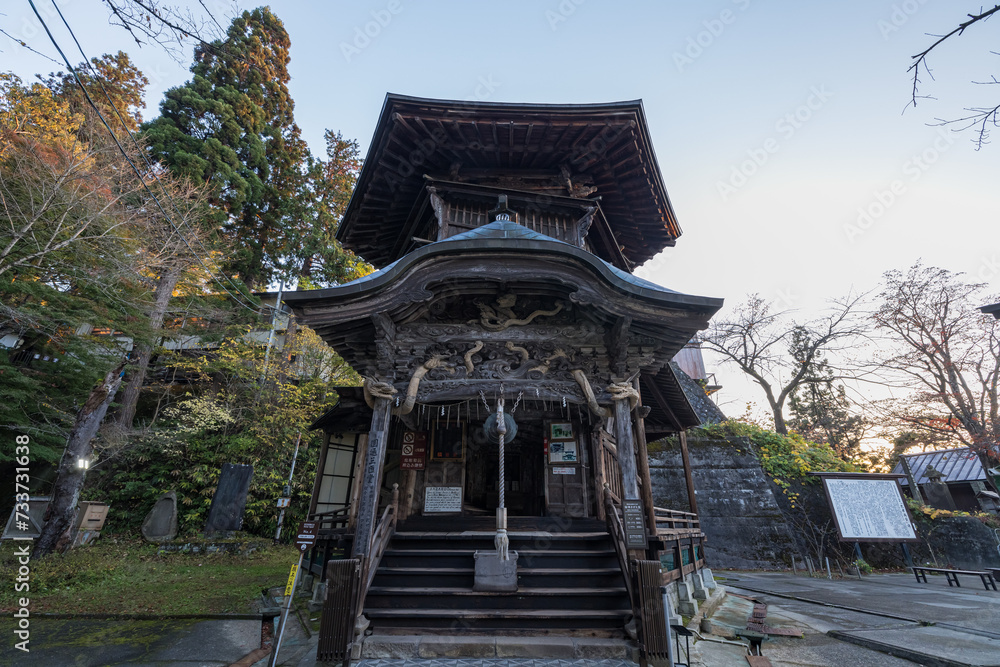 日本 福島県会津若松市の飯盛山の中腹に建つ会津さざえ堂 日本 福島県会津若松市の飯盛山の中腹に建つ会津さざえ堂
