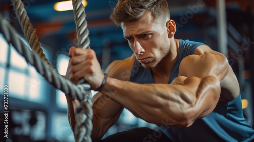 Young muscular man working out