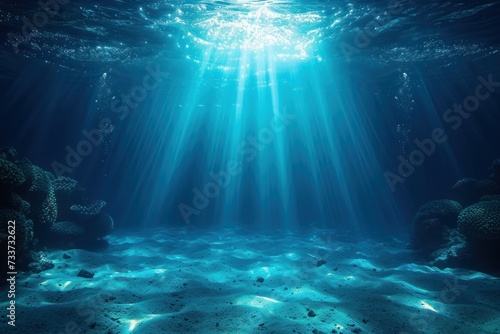 Underwater Sea - Deep Water Abyss With Blue Sun light