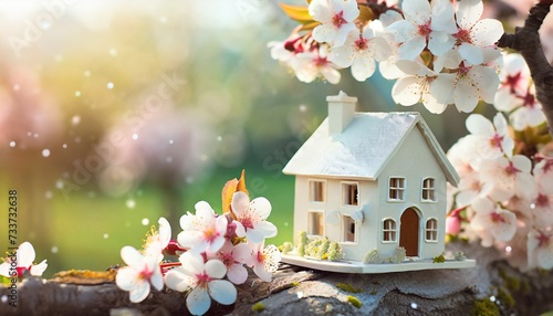 Wallpaper Mural spring flowers and house Torontodigital.ca