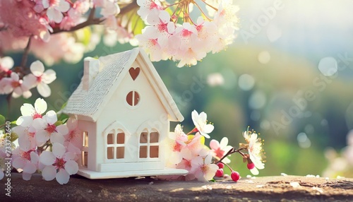 spring flowers and house