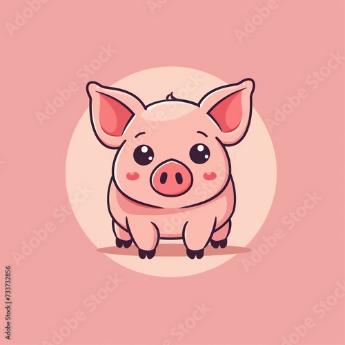 Flat design pig logo, cute and playful cartoon illustration. Modern and minimalist pig vector design for branding. © UMPH.CREATIVE