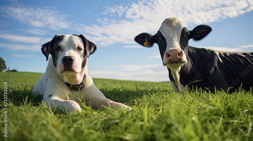 puppy dog and cow