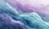 Creative abstract wave and curvy shape texture gradient in pastel mint and purple colors.