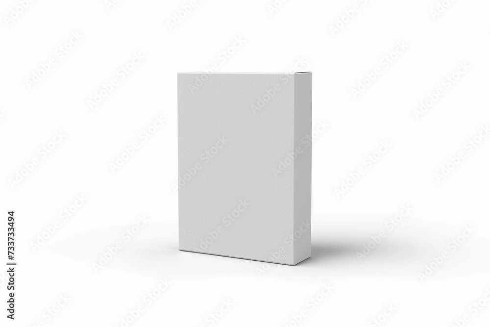 White slim cardboard box template for chocolate, crayons, pencils. Mock up template on isolated white background,  illustration - obrazy, fototapety, plakaty 