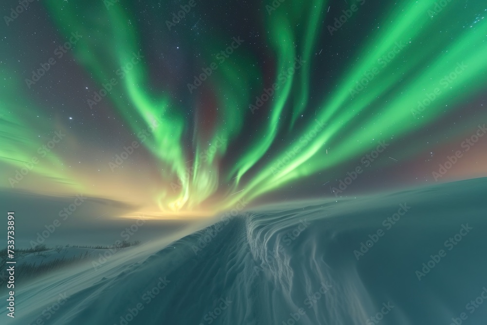 Amazing view of northern lights in night sky