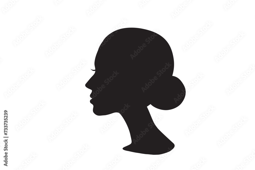 Silhouette of woman side view face isolated vector-illustration. Woman beauty concept background
  