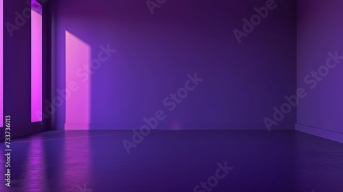 Empty space in purple color. Studio room with window