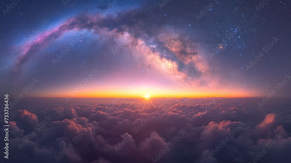Milky Way Arc over Sea of Clouds at Sunset