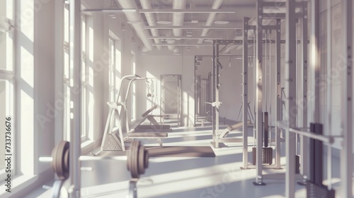 Empty gym with equipments photo