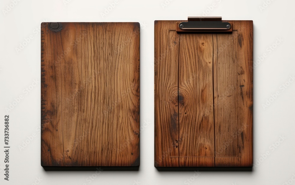 brown wooden menu dark band clipboard