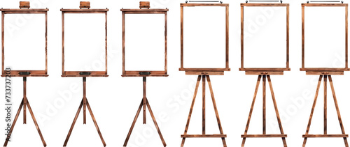 Watercolor outdoor menu advertising stands on white background.