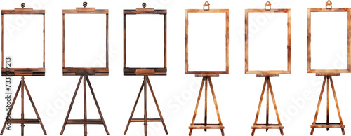 Watercolor outdoor menu advertising stands on white background.