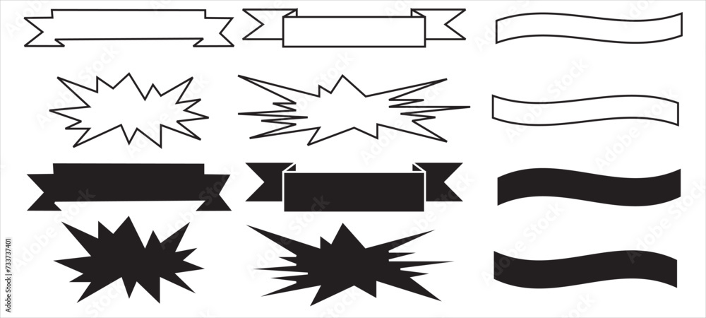 Fototapeta premium Ribbon banner set. Ribbons collection. Red ribbons. Vector ribbon.