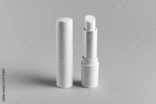 white lipstick tube on white background. white unbranded lipstick tube mock up. branding identity lipstick tube mockup concept. blank label