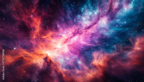 l'univers spatial autour de la terre, voyage interstellaire vers mars ou  galaxie d'étoiles, arrière-plan coloré rose, orange, bleu photo