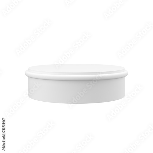Empty cylinder podium 3D object transparent background. Outstanding white podium for product and cosmatic presentation. PNG file 3D rendering.
