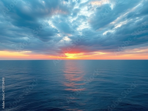 Cloudy sky at the sea horizon, dark cloudy sky at the seascape, sunset time © Tisha