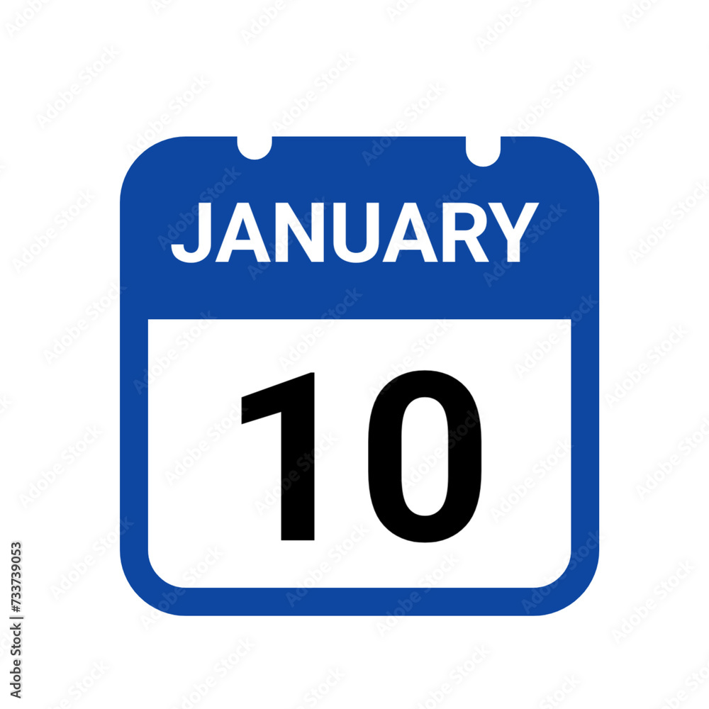 10th of January, calendar icon date 10 January 10th of January, calendar icon date 10 January