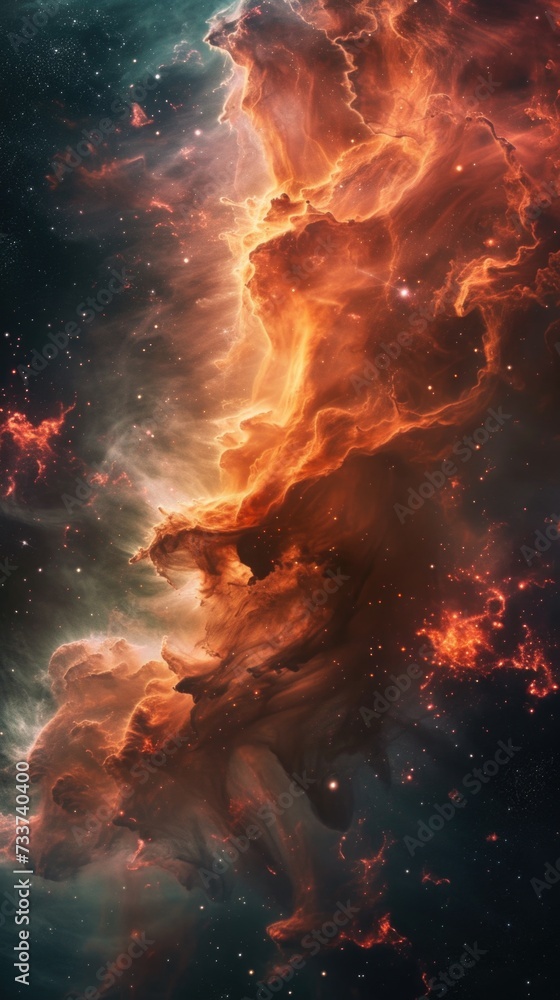 Galaxy nebula illustration. Vertical background 