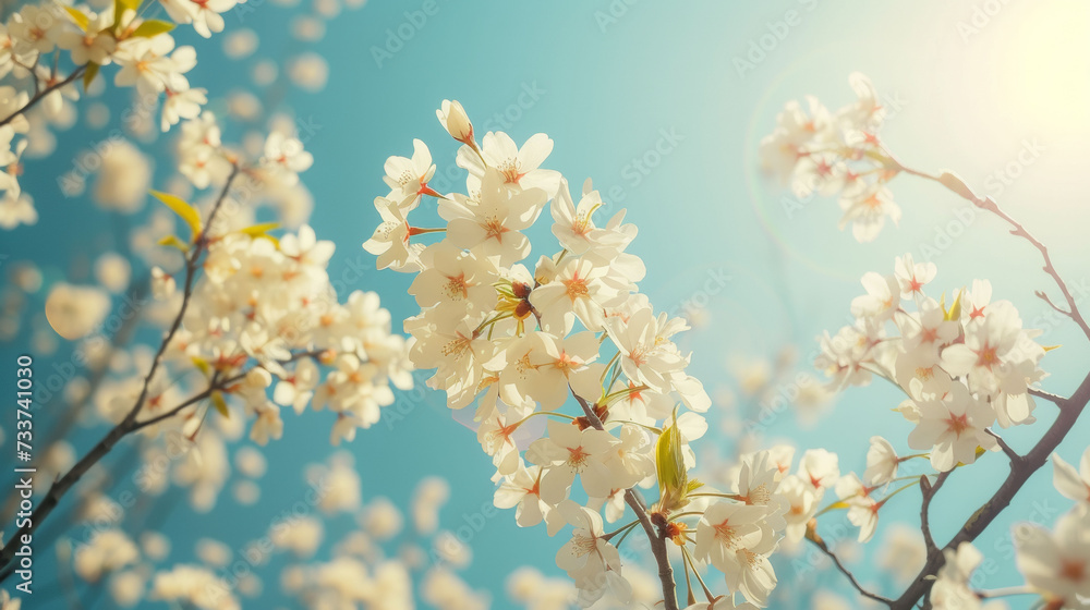 Flowers Blooming on a Tree Branch