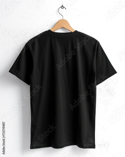 Black T shirt mockup hanging, Png file.