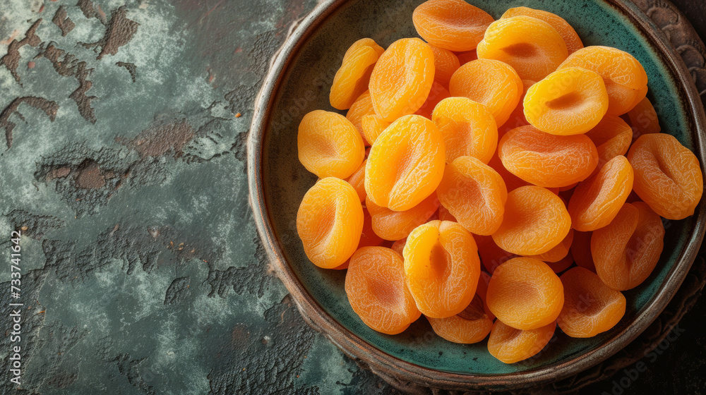 Bowl of Dried Apricots on Rustic Table - Organic Snack Concept Bowl of Dried Apricots on Rustic Table - Organic Snack Concept