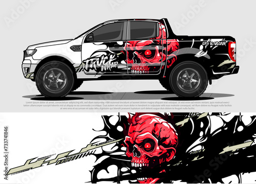 car livery design vector. abstract race style background with Zombie concept for vehicle vinyl sticker wrap
