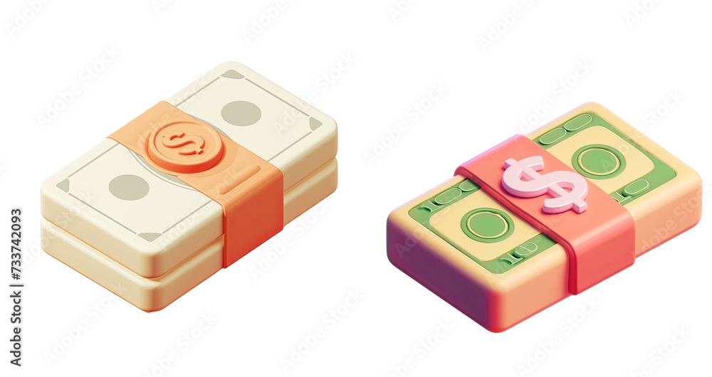 3D Illustrated Money Sushi Rolls on White Background 3D Illustrated Money Sushi Rolls on White Background