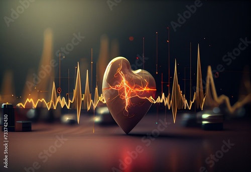 Abstract Medical Or Sience ECG Background. Generative AI photo