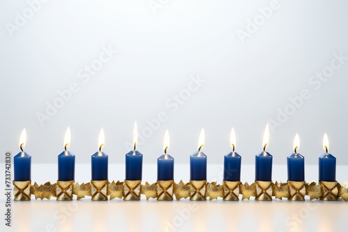 illustration of Concept of jewish holiday Hanukkah white background, Generative ai photo