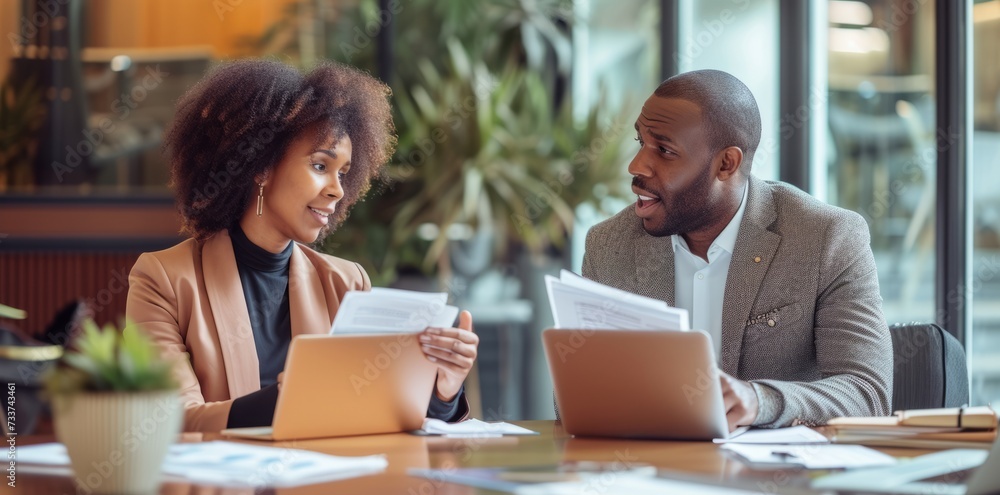 Two colleagues of professional business people working together. Two colleagues of professional business people working together.