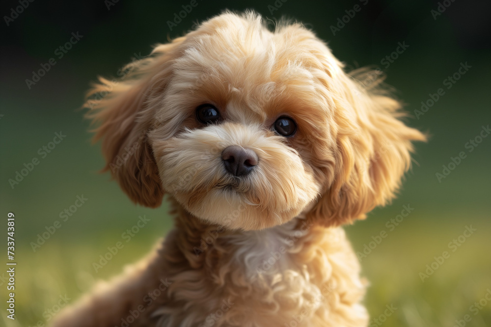 Cute puppy maltipoo in park