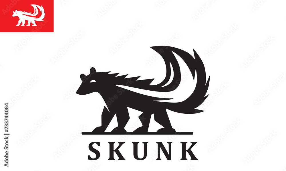 SIMPLE SKUNK LOGO, silhouette of great small animal standing vector illustrations SIMPLE SKUNK LOGO, silhouette of great small animal standing vector illustrations