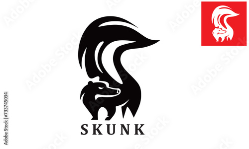 SKUNK SIMPLE LOGO, great silhouette of fast small animal vector illustrations